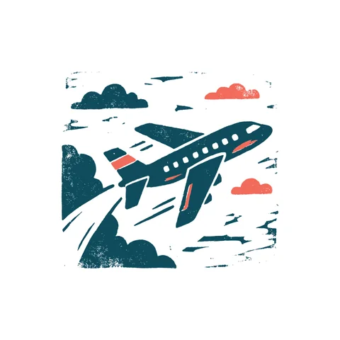 飛行機のイラスト(はんこ・顔なし)