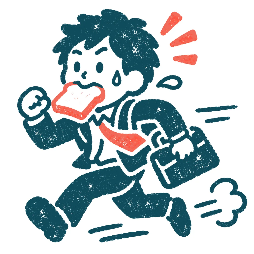 遅刻しそうで急ぐ人のイラスト(はんこ)