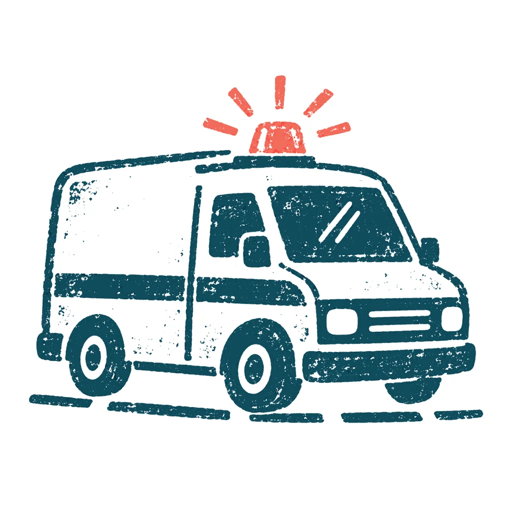救急車で運ばれるのイラスト(はんこ)
