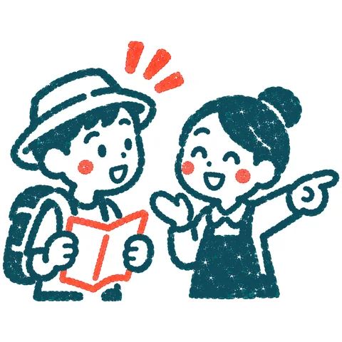 道を尋ねる人のイラスト(はんこ)