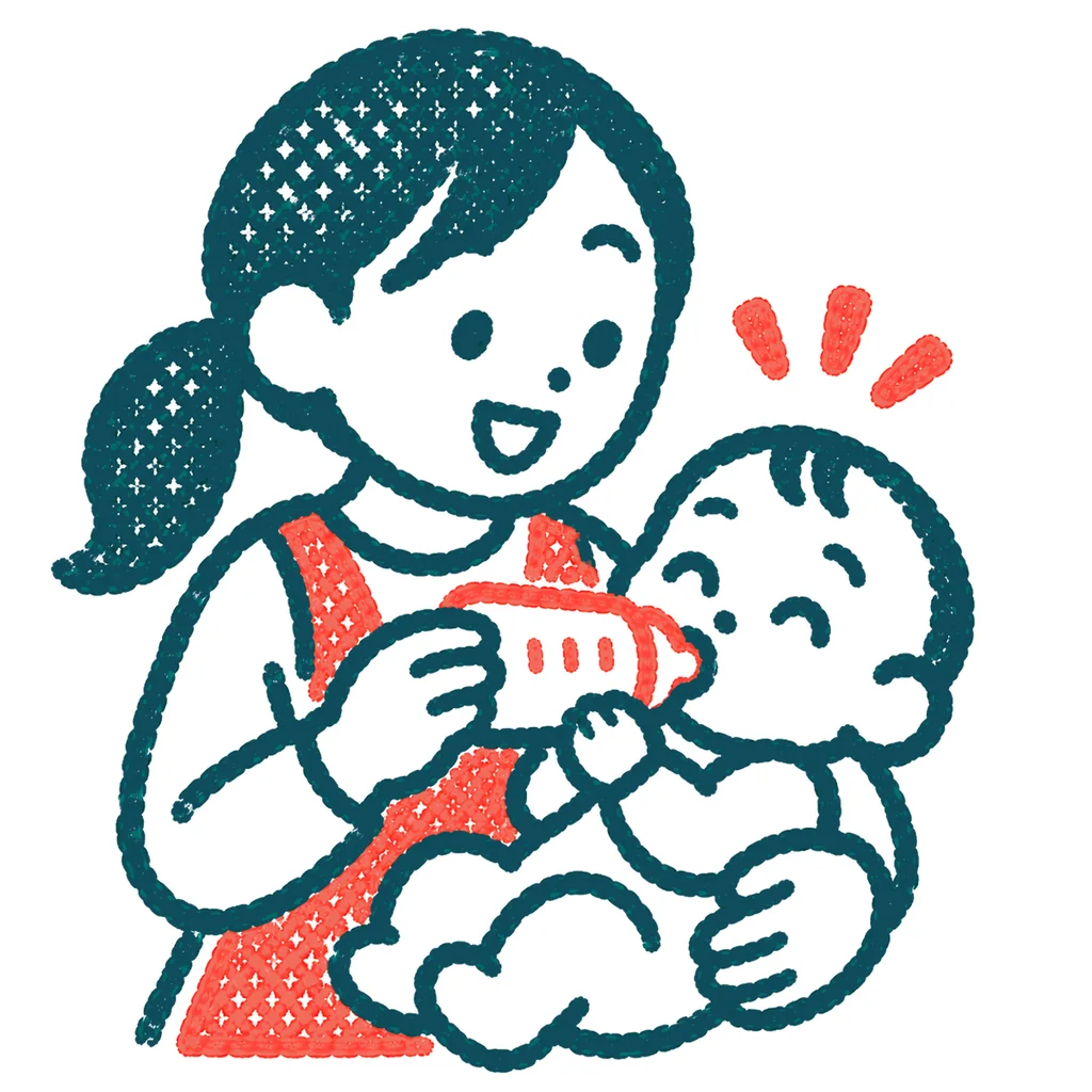 ミルクをあげるのイラスト(はんこ)