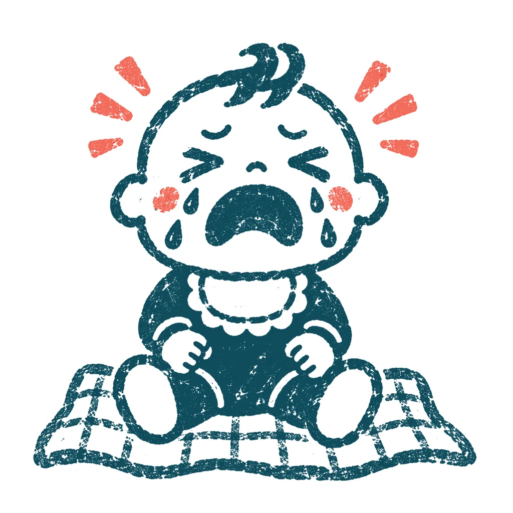 泣いている赤ちゃんのイラスト(はんこ)
