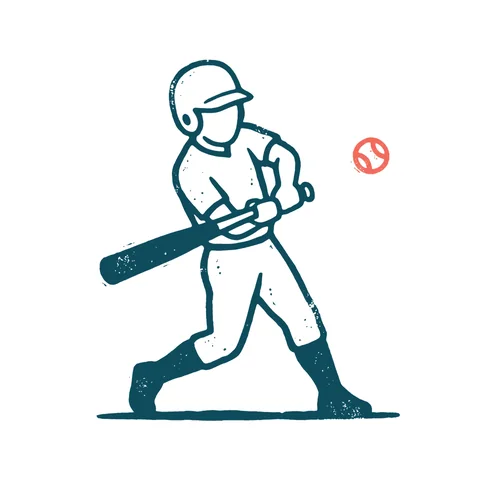 バッターボックスの野球選手のイラスト(はんこ・顔なし)