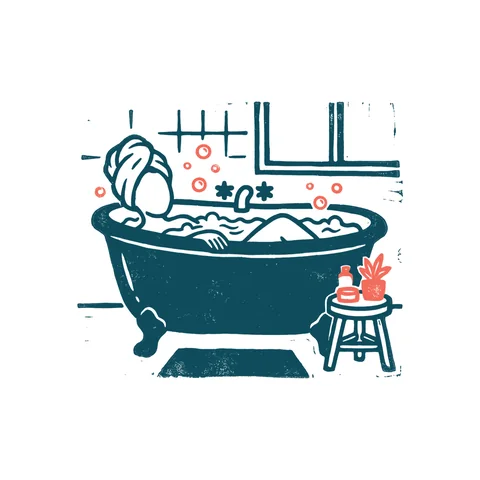 お風呂でリラックスのイラスト(はんこ・顔なし)