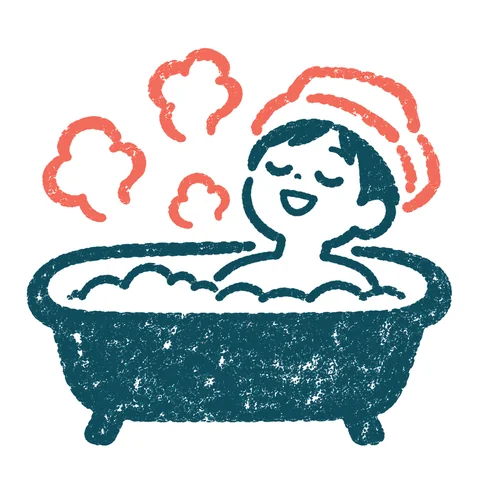 お風呂でリラックスのイラスト(はんこ)