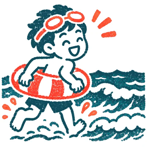 海水浴を楽しむ人のイラスト(はんこ)