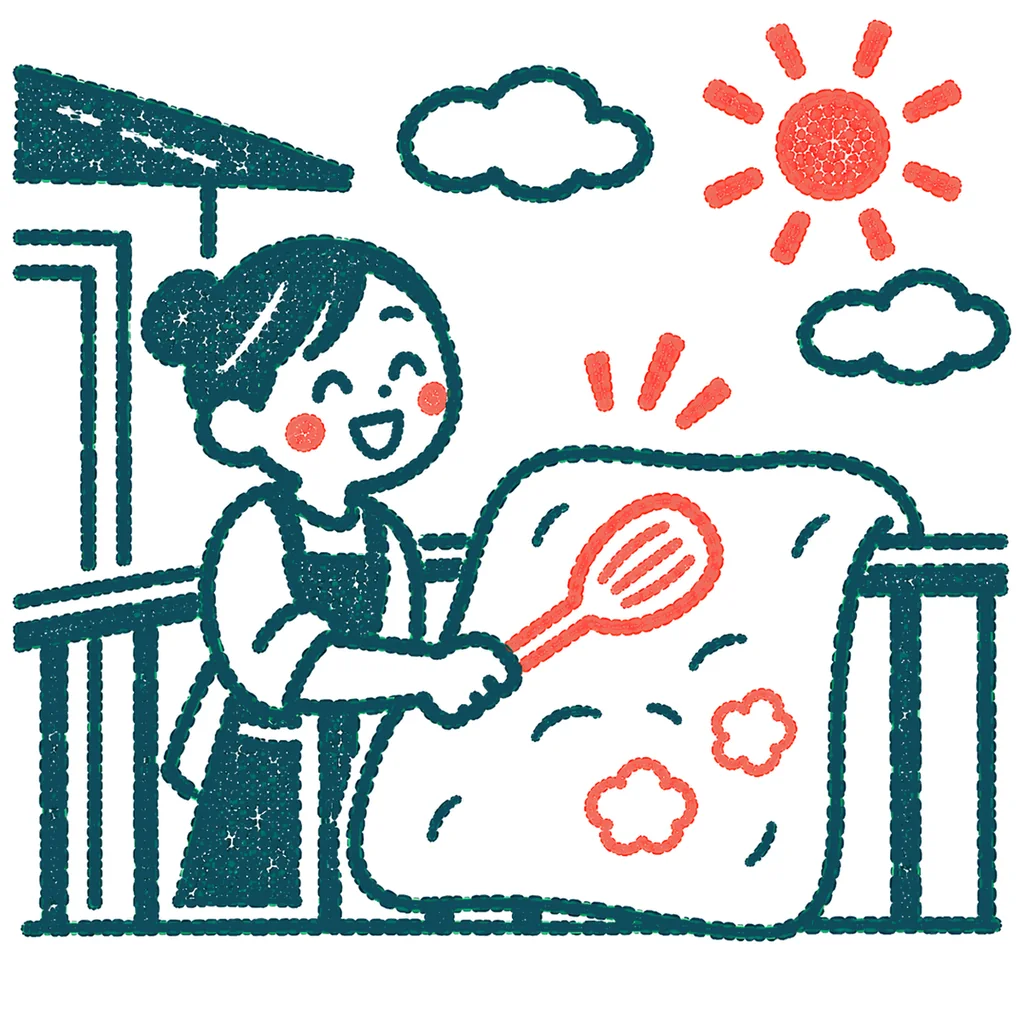 布団を干すのイラスト(はんこ)