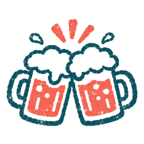 ビールで乾杯のイラスト(はんこ)
