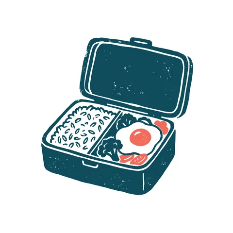 お弁当箱のイラスト(はんこ・顔なし)