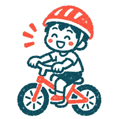ヘルメットをかぶって自転車のイラスト(はんこ)
