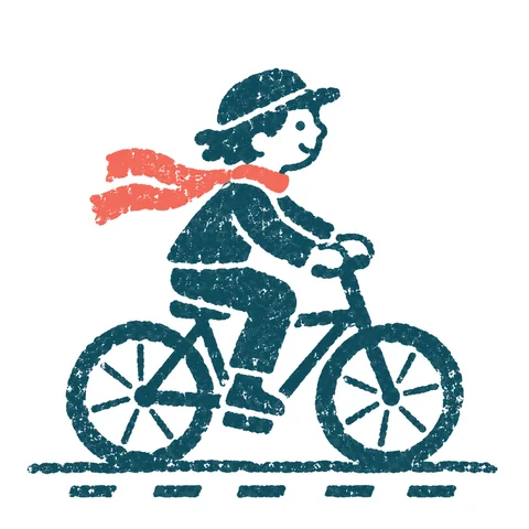 自転車に乗る人のイラスト(はんこ)