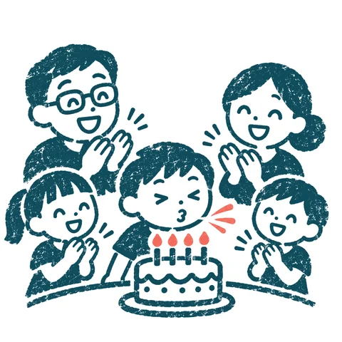 誕生日を祝う子どものイラスト(はんこ)