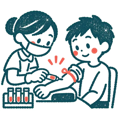 採血を受けるのイラスト(はんこ)