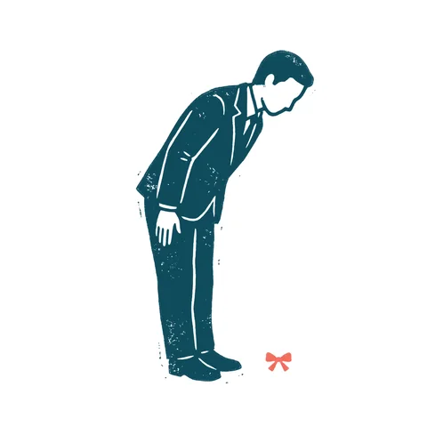 お辞儀をする会社員のイラスト(はんこ・顔なし)