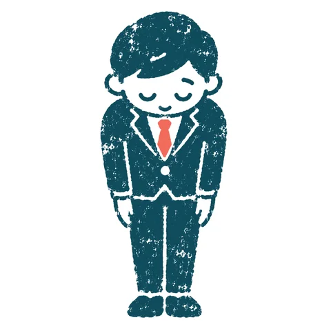 お辞儀をする会社員のイラスト(はんこ)