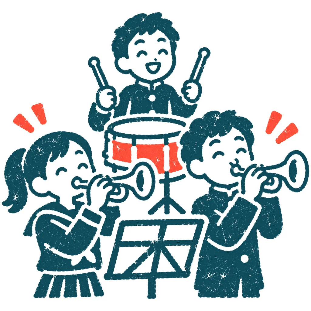 吹奏楽の練習のイラスト(はんこ)