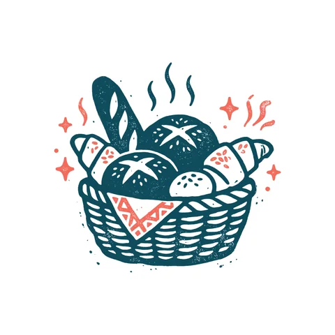 パン屋のパンのイラスト(はんこ・顔なし)