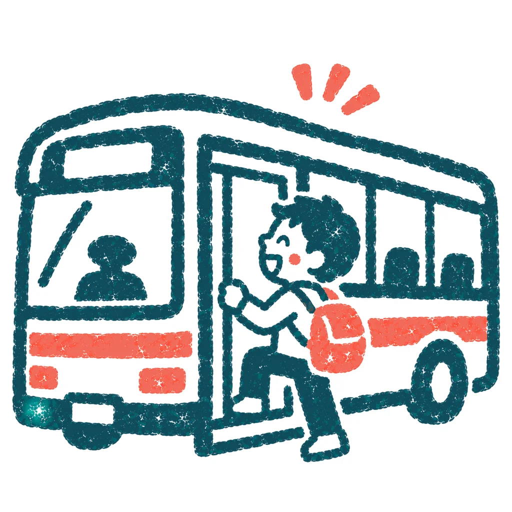 バスに乗る人のイラスト(はんこ)