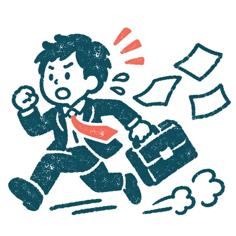 忙しく走り回る人のイラスト(はんこ)