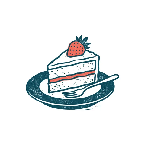 ショートケーキのイラスト(はんこ・顔なし)