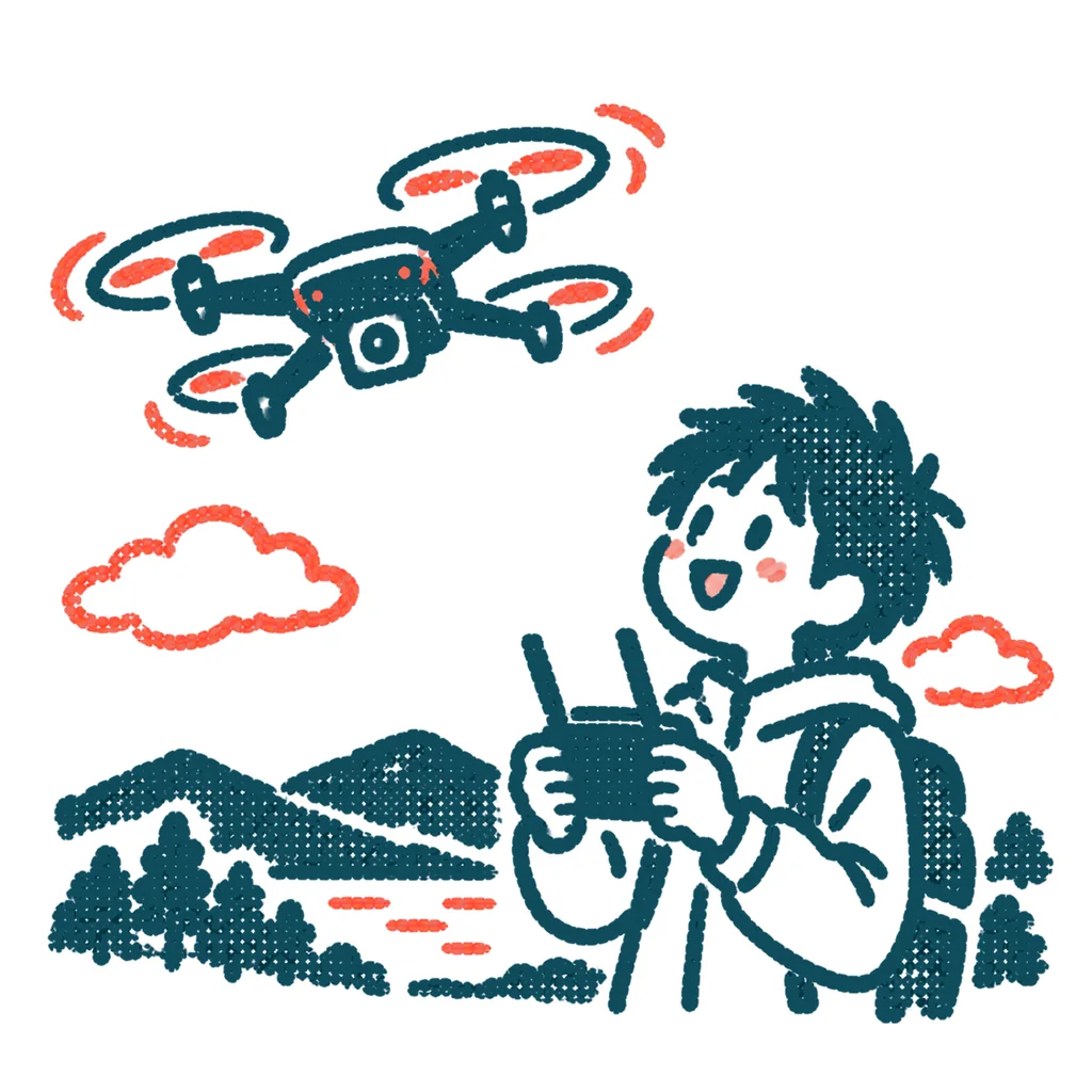 ドローンを操縦するのイラスト(はんこ)