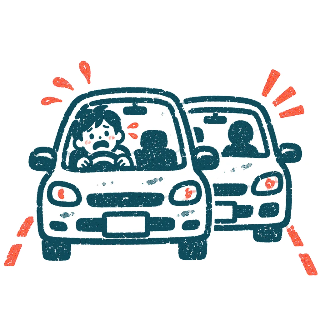 事故に注意するのイラスト(はんこ)