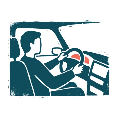 車を運転する人のイラスト(はんこ・顔なし)