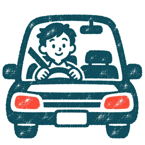 車を運転する人のイラスト(はんこ)