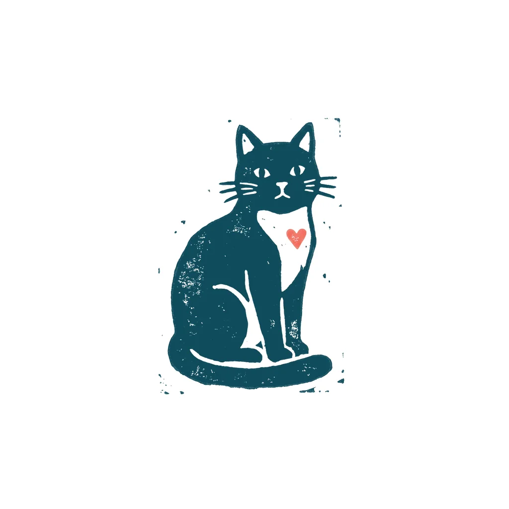 おすわりする猫のイラスト(はんこ・顔なし)