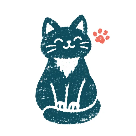 おすわりする猫のイラスト(はんこ)