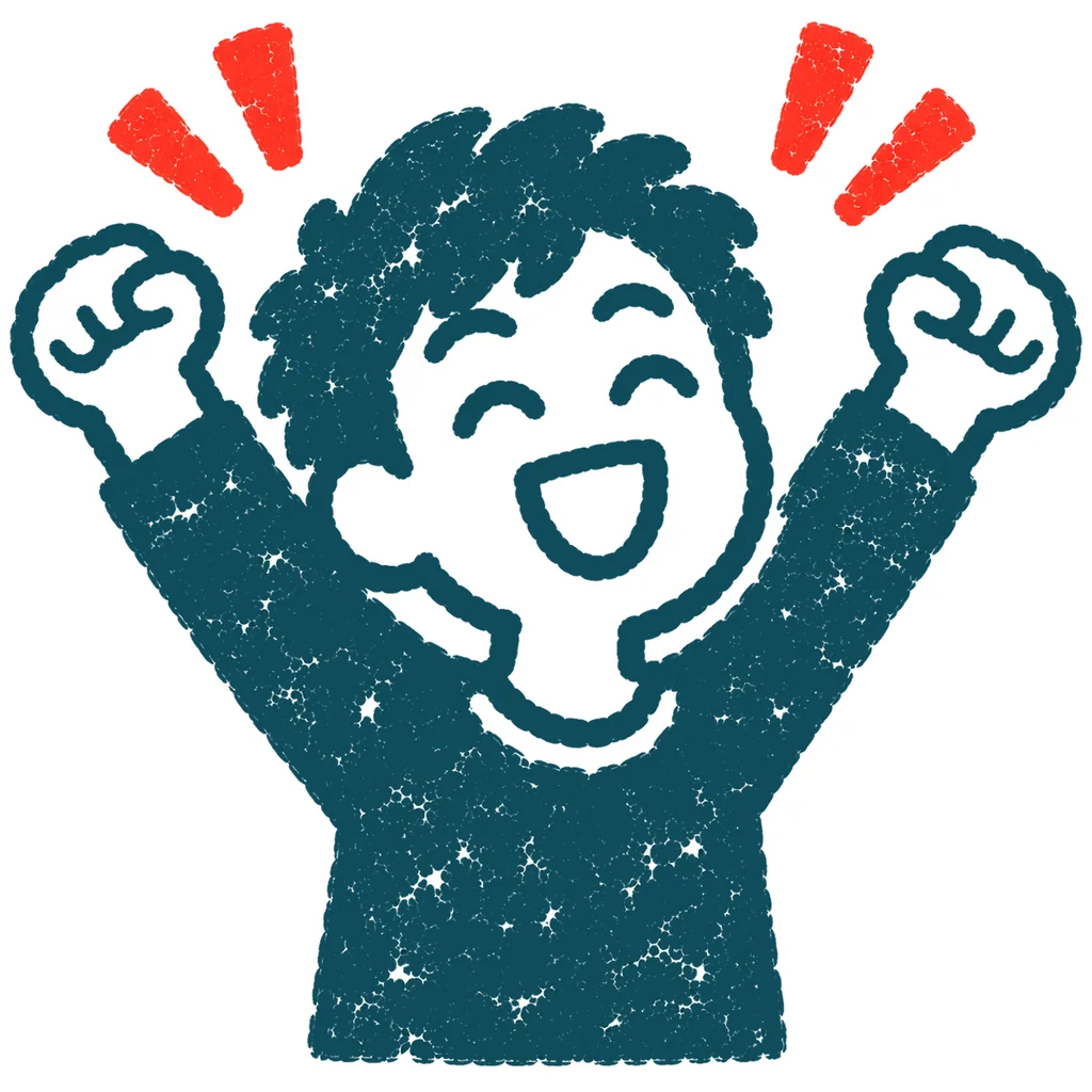 万歳をする人のイラスト(はんこ)