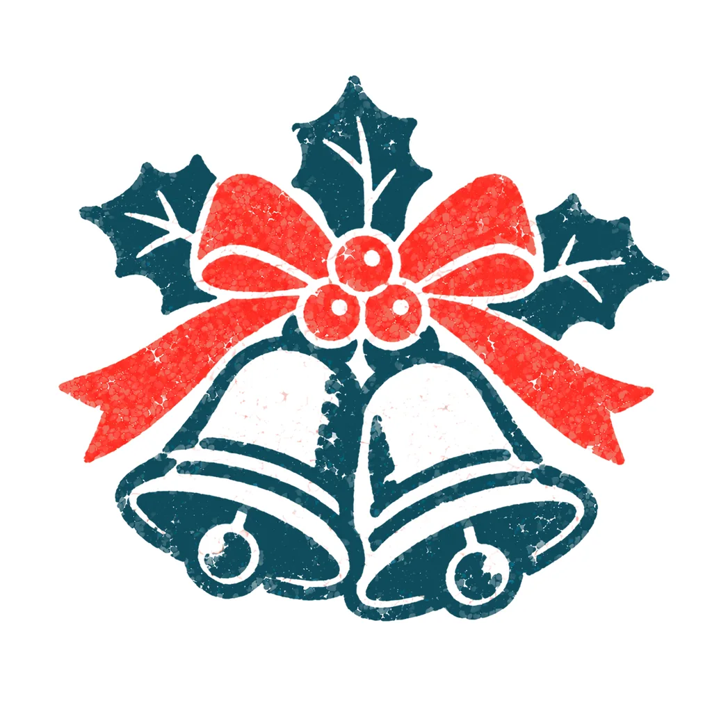 クリスマスのベルのイラスト(はんこ)