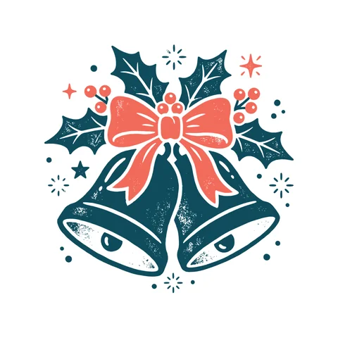 クリスマスのベルのイラスト(はんこ・顔なし)