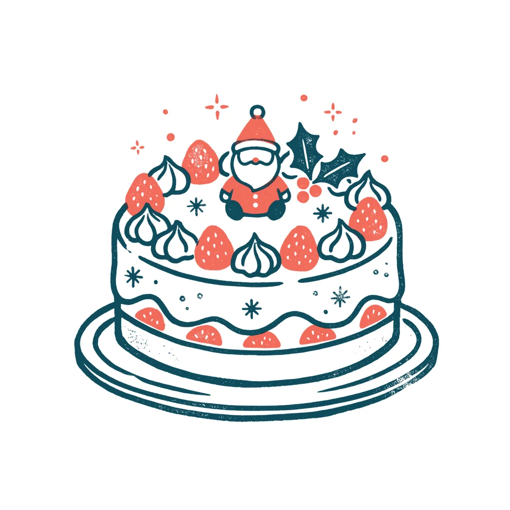 クリスマスケーキのイラスト(はんこ・顔なし)