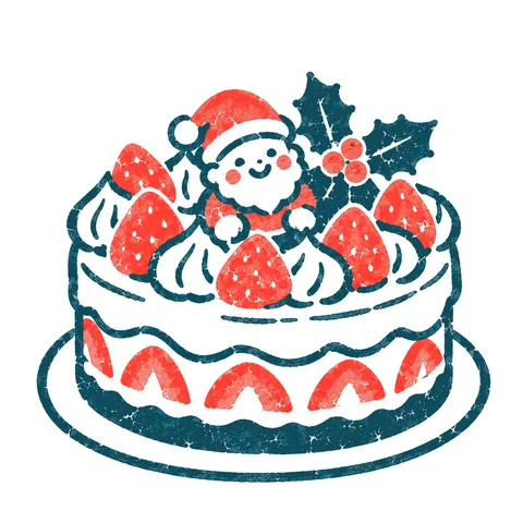 クリスマスケーキのイラスト(はんこ)
