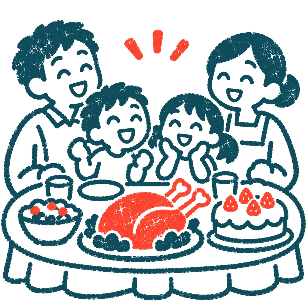 クリスマスのごちそうのイラスト(はんこ)