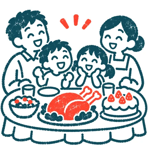 クリスマスのごちそうのイラスト(はんこ)