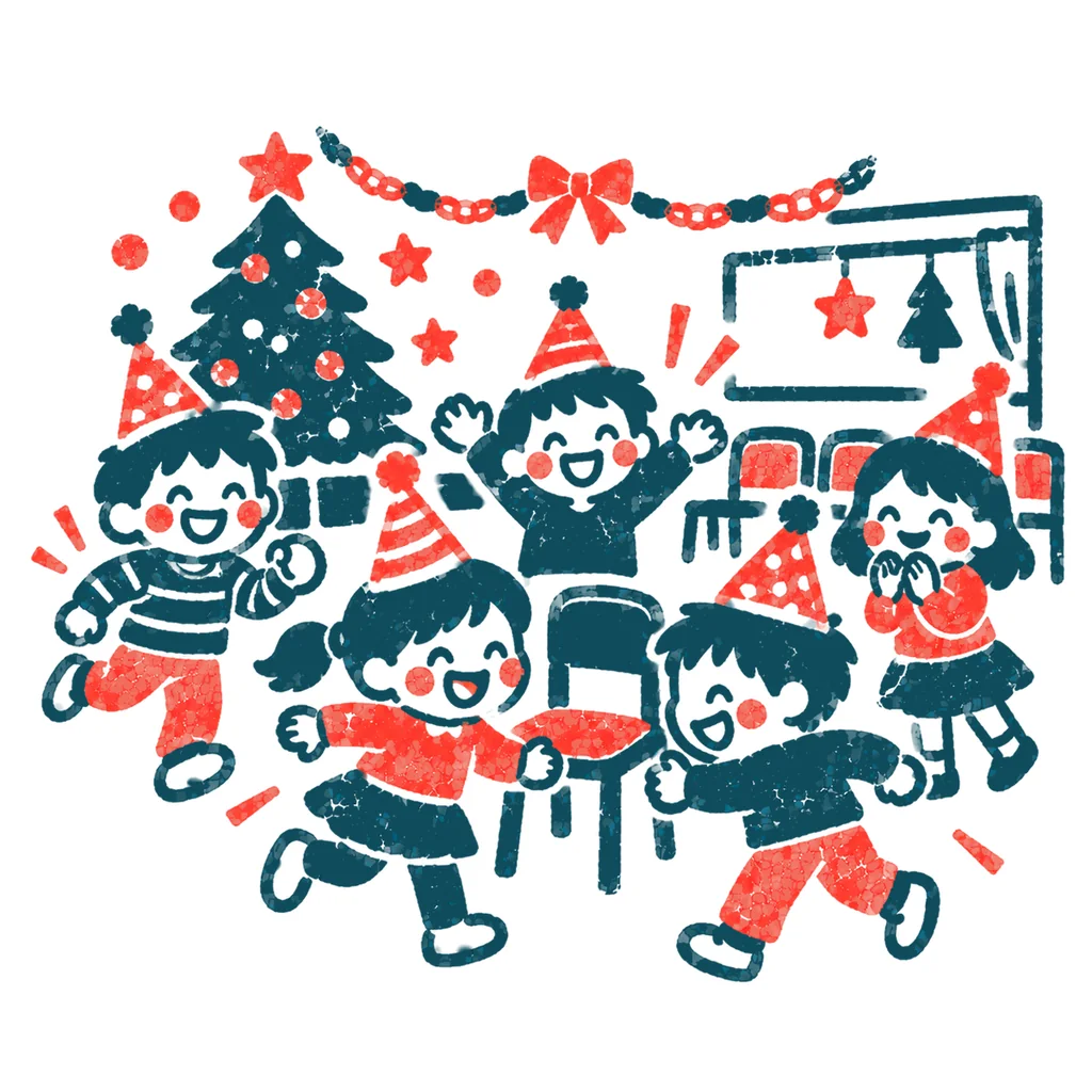 子どものクリスマス会のイラスト(はんこ)