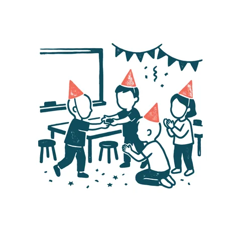 子どものクリスマス会のイラスト(はんこ・顔なし)