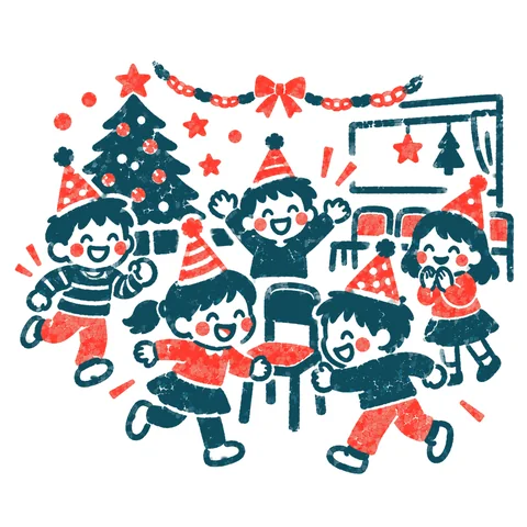 子どものクリスマス会のイラスト(はんこ)
