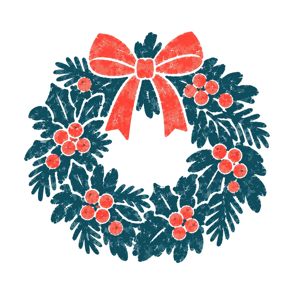 クリスマスリースのイラスト(はんこ)