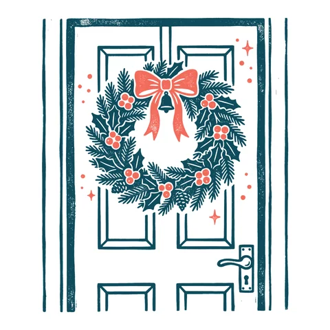 クリスマスリースのイラスト(はんこ・顔なし)