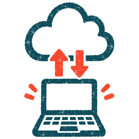 クラウドにデータを保存のイラスト(はんこ)