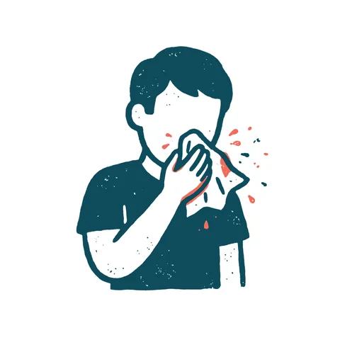 くしゃみをする人のイラスト(はんこ・顔なし)