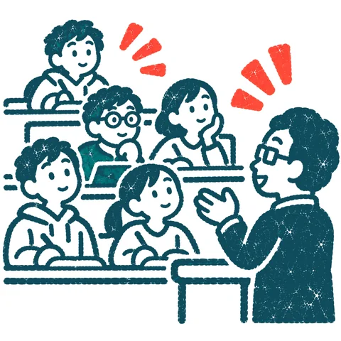 大学の講義のイラスト(はんこ)