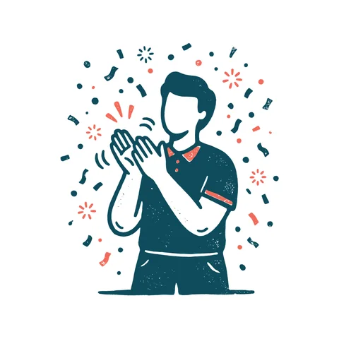 おめでとうと祝う人のイラスト(はんこ・顔なし)