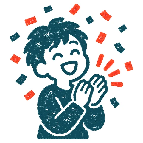 おめでとうと祝う人のイラスト(はんこ)