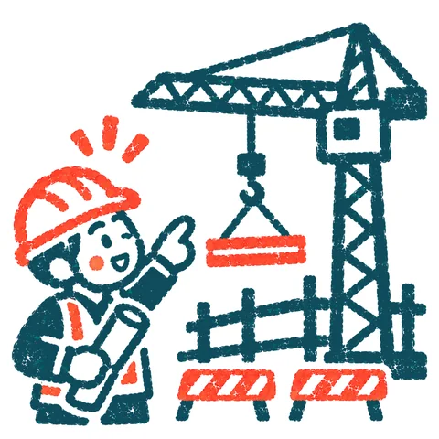 工事現場の作業員のイラスト(はんこ)
