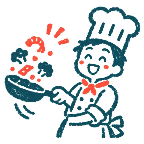 料理するシェフのイラスト(はんこ)