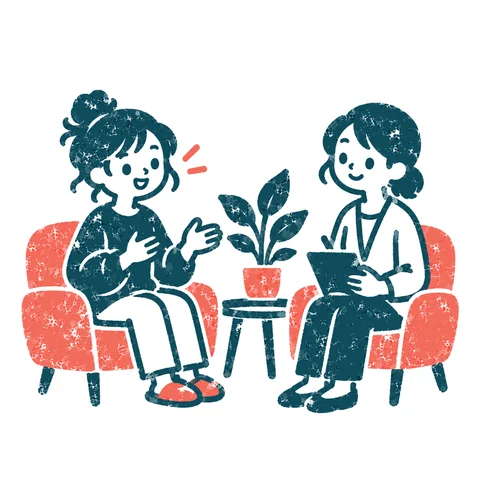 カウンセリングを受けるのイラスト(はんこ)